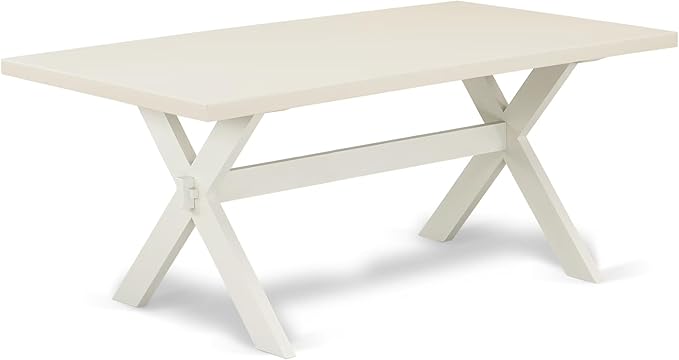 East West Furniture X027EL207-5 5 Piece Dining Room Furniture Set Includes a Rectangle Dining Table with X-Legs and 4 Gray Linen Fabric Upholstered Chairs, 40x72 Inch, Multi-Color