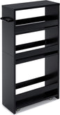 MARTY Slim Rolling Storage Cart 4-Tier Kitchen Cart with Wheels, Laundry Room Storage with Handle Slide Out Utility Cart Shelving Unit Organizer Trolley for Narrow Places Bathroom Small Corner, Black