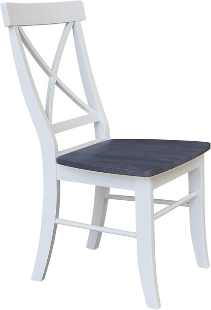 Set of Two X-Back Dining Chairs, White/Heather Gray