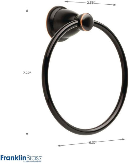 Franklin Brass Kinla 3-Piece Bathroom Set Oil Rubbed Bronze 24" Towel Bar Rack, Toilet Paper Holder, Ring Hardware KIN3PC-ORB