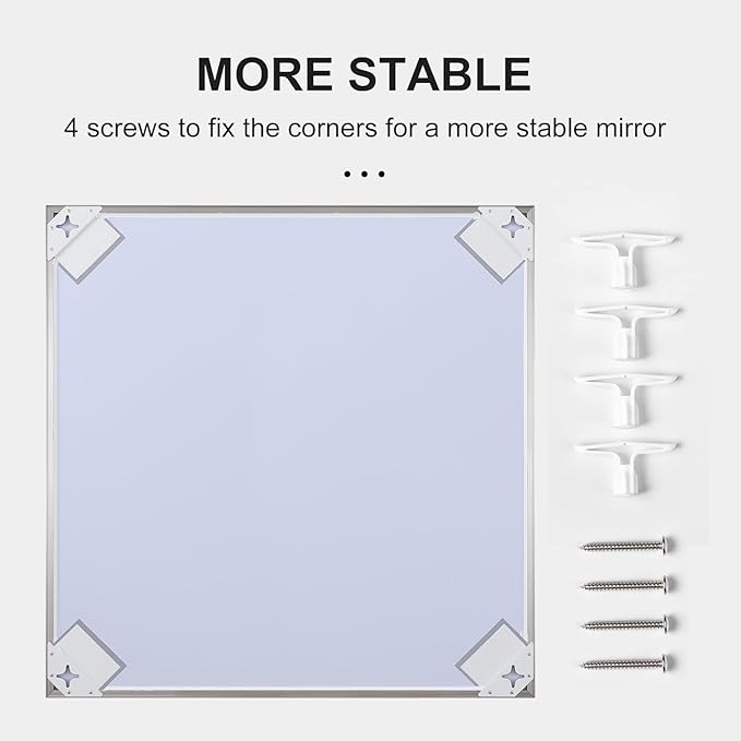 24x32 Inch Silver Bathroom Mirror - Copper-Free Mirror, Aluminum Alloy Frame Vanity Rectangle Wall Mounted Modern Mirror for Bedroom/Living Room/Porch Horizontal or Vertical