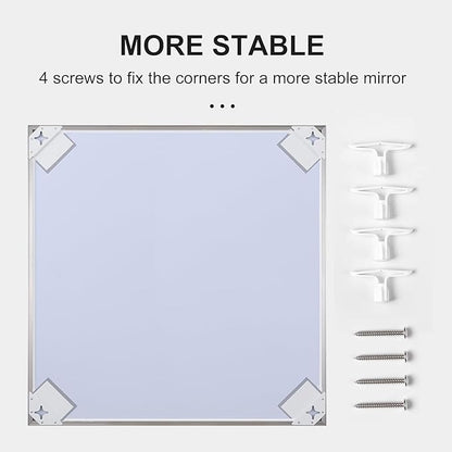24x32 Inch Silver Bathroom Mirror - Copper-Free Mirror, Aluminum Alloy Frame Vanity Rectangle Wall Mounted Modern Mirror for Bedroom/Living Room/Porch Horizontal or Vertical