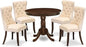 East West Furniture ANDA5-AWA-32 5 Piece Dining Room Furniture Set Includes a Round Kitchen Table with Pedestal and 4 Polyester Fabric Padded Chairs, 36x36 Inch, Antique Walnut
