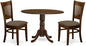 East West Furniture DLVA3-ESP-C 3 Piece Kitchen Table & Chairs Set Contains a Round Dining Room Table with Dropleaf and 2 Linen Fabric Upholstered Chairs, 42x42 Inch, Espresso