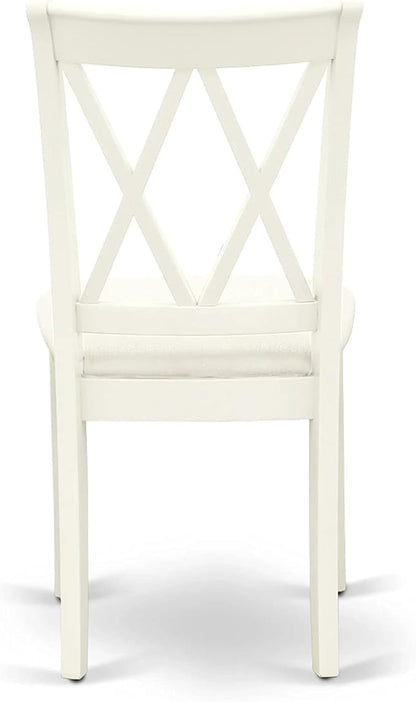 East West Furniture DOCL5-LWH-C 5 Piece Dinette Set for 4 Includes a Rectangle Dining Table with Butterfly Leaf and 4 Linen Fabric Dining Room Chairs, 42x78 Inch, Linen White