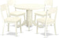 East West Furniture SHAD5-LWH-LC 5 Piece Kitchen Table & Chairs Set Includes a Round Dining Room Table with Pedestal and 4 Faux Leather Dining Room Chairs, 42x42 Inch, Linen White