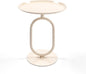 Lantern-Shaped Metal End Table, Small Round Side Accent Pedestal Modern Coffee Drink Cocktail Table for Living Room Corners Small Spaces(21.3'' Height,Cream White)