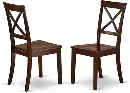 East West Furniture ESBO3-MAH-W 3 Piece Dining Room Table Set Contains a Round Kitchen Table with Pedestal and 2 Dining Chairs, 30x30 Inch, Mahogany