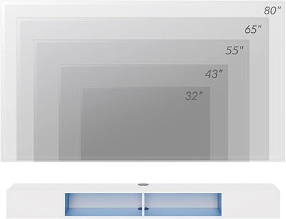 WAMPAT 70 inch Floating TV Stand, Entertainment Center Media Console, Wall Mounted Shelf Media Console Cabinet for Storage for 65/70/75 Inch TVs, White