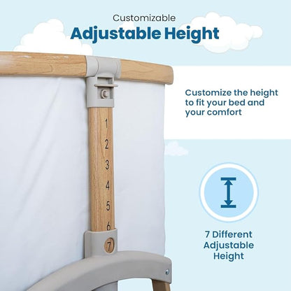 Baby Bassinet Bedside Sleeper, Portable Crib for Newborns, Adjustable 7-Height Auto-Lock, with Wheels, Soft Mattress & Breathable Mesh