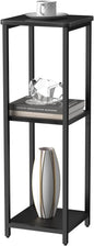 10" Wide Square Drink Table with Adjustable Feet - 3-Tier Small Side Table for Apartments, Balcony & Office | Space-Saving, Lightweight & Multi-Functional (Plants, Books, Drinks,Black)