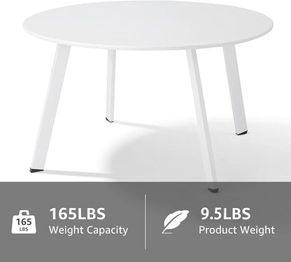 Patio Coffee Table Set of 2, Outdoor Weather Resistant End Table, Round Nesting Tables for Living Room Balcony Office, White