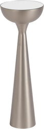Kate and Laurel Chandon Mid-Century Sophisticated Drink Table; 8 x 8 x 23; Antique Nickel; Glam Sculptural Plant Pedestal Table for Use as Antique Mini Table or Bathtub Accent Table