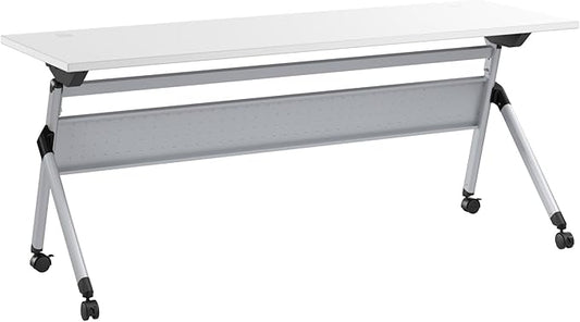 Bush Business Furniture Folding Training Table, 72 inch Desk, Commercial-Grade Bundle for Office or Classroom, Envision Collection, White