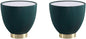 Manhattan Comfort Anderson Modern 18" Round End Table 2.0 | Ceramic Marble Tabletop, Elegant Pleated Leatherette Design & Gold Stainless Steel Base, Fully Assembled Accent Furniture, Set of 2, Green