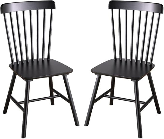 Wooden Windsor Dining Chairs Set of 2 Wood Dining Room Chair Black Spindle Side Kitchen Room Country Farmhouse Chairs