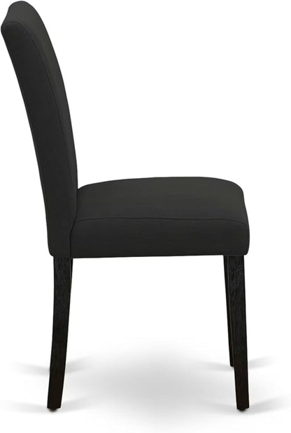 East West Furniture V627AB624-5 5 Piece Dining Set Includes a Rectangle Dining Room Table with V-Legs and 4 Black Color Linen Fabric Upholstered Parson Chairs, 40x72 Inch, Multi-Color