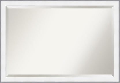 Amanti Art Bathroom Mirror for Over Sink, 27x39 Maya White Silver Rectangle Vanity Mirror, Large Modern Contemporary Frame, Hangs Horizonally and Vertically, Bathroom Wall Decor, Beveled Edge