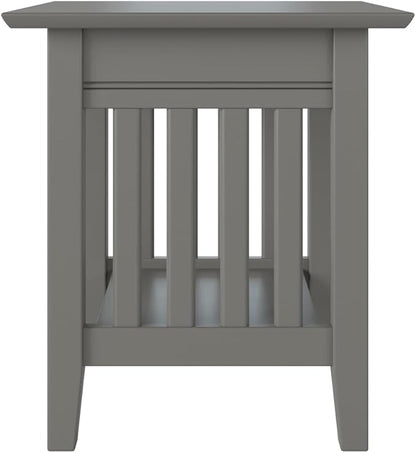 AFI, Mission End Table with Charging Station, Grey