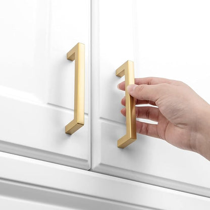 KOOFIZO 30-Pack Solid Square Bar Cabinet Handle - Brushed Gold Furniture Pull, 3 Inch/76mm Screwhole Distance for Kitchen Cupboard Door, Bedroom Dresser Drawer, Bathroom Wardrobe Hardware