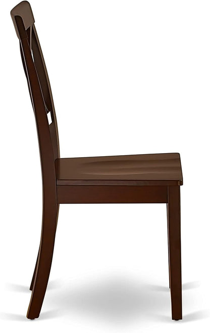 East West Furniture NDBO5-MAH-W 5 Piece Dining Room Furniture Set Includes a Rectangle Dining Table with Dropleaf and 4 Wood Seat Chairs, 30x48 Inch, Mahogany
