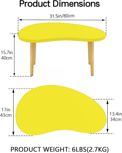 Mango Coffee Table Low Table with 4 Solid Wood Sturdy Legs, Floor Table Desk for Sitting on The Floor, Storage and Living Room Furniture (Yellow)
