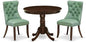 East West Furniture ANDA3-AWA-22 3 Piece Kitchen Table & Chairs Set Includes a Round Dining Table with Pedestal and 2 Polyester Fabric Upholstered Chairs, 36x36 Inch, Antique Walnut