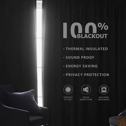 Joydeco Natural Linen Curtains 90 inch Length 2 Panels Set Burg 100% Blackout Patio Door Curtain Room Darkening Sliding Door Curtains Thermal Insulated Back tab Rod Pocket(105x90 inch, White)