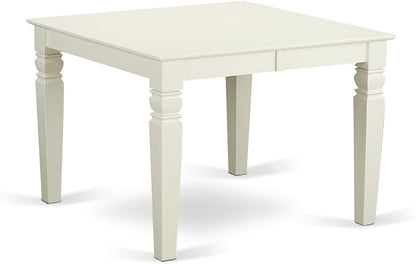 East West Furniture WEIP5-WHI-C 5 Piece Dining Room Table Set Includes a Rectangle Kitchen Table with Butterfly Leaf and 4 Linen Fabric Upholstered Dining Chairs, 42x60 Inch, Linen White