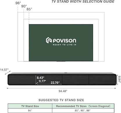 Minimalist Floating TV Stand with LED Lights, Modern Wall-Mounted Media Console with 4 Flip-Down Cabinet Doors for 85 Inch TV, Fully-Assembled, Black Oak, 94"