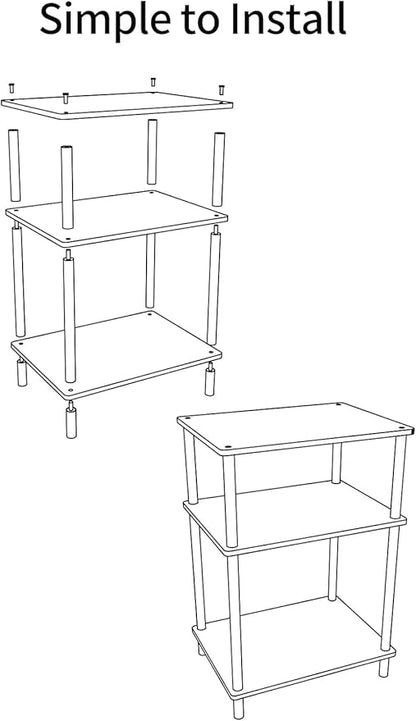 Acrylic Side Table Clear 3-Tier End Table for Living Room, Office, Hallway, Bedroom Small Bedside Table