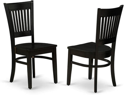 East West Furniture DMVA5-BLK-W 5 Piece Dinette Set for 4 Includes a Round Dining Room Table with Dropleaf and 4 Dining Chairs, 42x42 Inch, Black