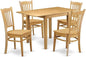 East West Furniture NDGR5-OAK-W 5 Piece Dining Set Includes a Rectangle Dining Table with Dropleaf and 4 Kitchen Chairs, 30x48 Inch, Oak