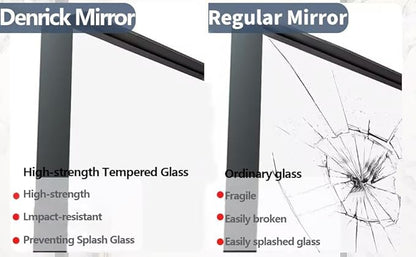 DENRICK 16x20 inch Black Frame Mirror, Wall Bathroom Vanity Mirror, Modern Rectangular Round Corner Matte Frame (Horizontal/Vertical)