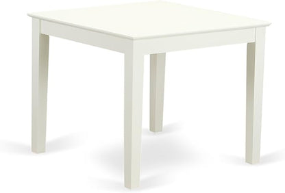East West Furniture OXEN5-LWH-06 5 Piece Modern Dining Table Set Includes a Square Wooden Table and 4 Dark Shitake Linen Fabric Upholstered Parson Chairs, 36x36 Inch, Linen White