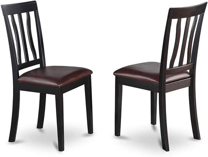 East West Furniture ESAN3-BCH-LC 3 Piece Kitchen Table & Chairs Set Contains a Round Dining Room Table with Pedestal and 2 Faux Leather Upholstered Dining Chairs, 30x30 Inch, Black & Cherry