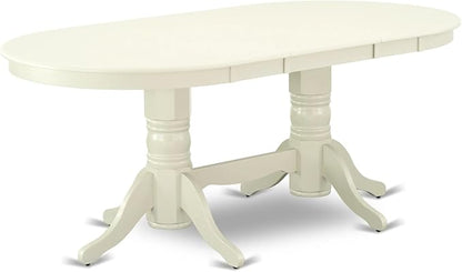 East West Furniture VAAS9-LWH-43 9 Piece Dining Room Set Includes A Wooden Dining Table and 8 Willow Green Polyester Fabric Parsons Chairs, Linen White