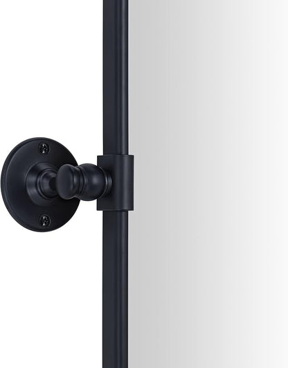 TEHOME 20x24'' Pivot Mirror for Bathroom Matt Black Tilt Beveled Mirror Rectangle Bathroom Mirror Pivoting Metal Framed Vanity Mirrors for Wall, Vertical