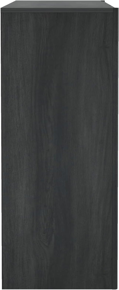 Manhattan Comfort Linda Modern Console Table with 3 Storage Drawers – 60" Narrow Entryway Stand for Living Room, Hallway, or Dining Room – Wood Grain Accent Furniture, Charcoal Grey