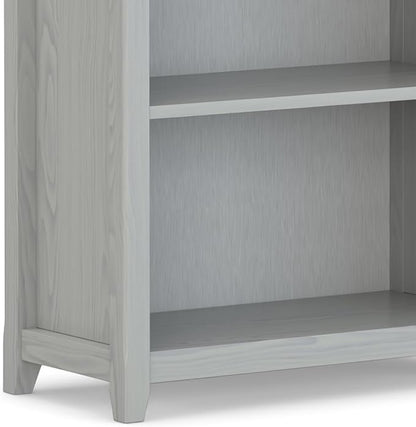 SIMPLIHOME Amherst Bookcase - 70 inch Tall 5-Shelf Solid Wood Bookshelf in Fog Grey, Transitional Storage for Living Room, Study Room or Office with Adjustable Shelves and Tapered Legs