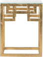 SAFAVIEH Home Collection Byram Greek Key Gold Glass Top End Table