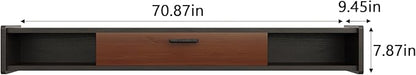 70'' Floating TV Stand,Wall Mounted TV Console,Floating TV Cabinet,Under TV Shelf for Bedroom Living Room(Walnut)