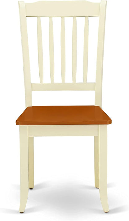 East West Furniture QUDA9-BMK-W 9 Piece Dining Table Set Includes a Rectangle Wooden Table with Butterfly Leaf and 8 Dining Room Chairs, 40x78 Inch, Buttermilk & Cherry