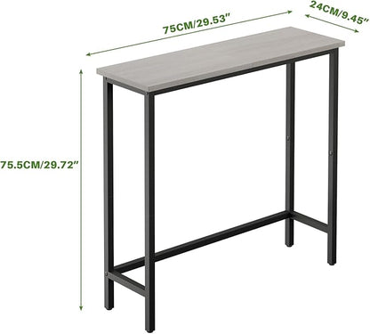 HollyHOME Narrow Console Table, 29.5" Slim Entryway Table, Sofa Stand, Hallway Shelf for Hallway, Bedroom, Living Room, Foyer, Grey