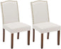 Kitchen Chairs Set of 2 Modern Upholstered Fabric Seat with Nailhead Trim and Ergonomic Lumbar Support for Living Room and Rustic Farmhouse Dining Area, Beige
