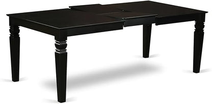East West Furniture LGDA9-BLK-26 9 Piece Kitchen Set Consists of a Rectangle Dining Table with Butterfly Leaf and 8 Polyester Fabric Upholstered Chairs, 42x84 Inch, Black