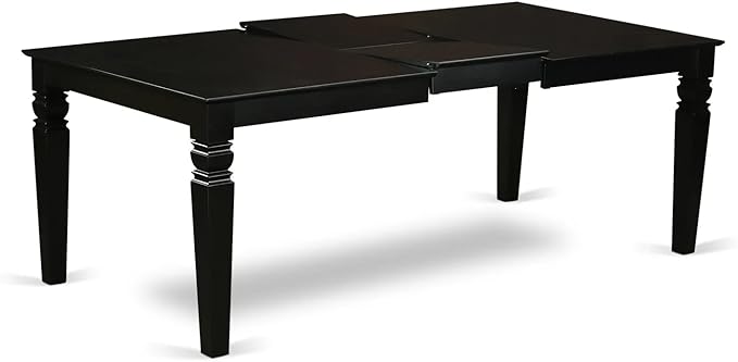 East West Furniture LGDA9-BLK-12 9 Piece Dining Table Set Consists of a Rectangle Kitchen Table with Butterfly Leaf and 8 Polyester Fabric Parson Chairs, 42x84 Inch, Black