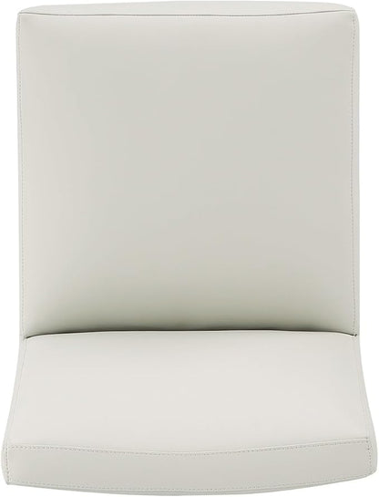 Manhattan Comfort Anna Square Modern Dining Chair with Head to Toe Faux Leather Upholstery and Plastic Foot Padding, Luxury Accent Furniture, Set of 1, Stone Grey