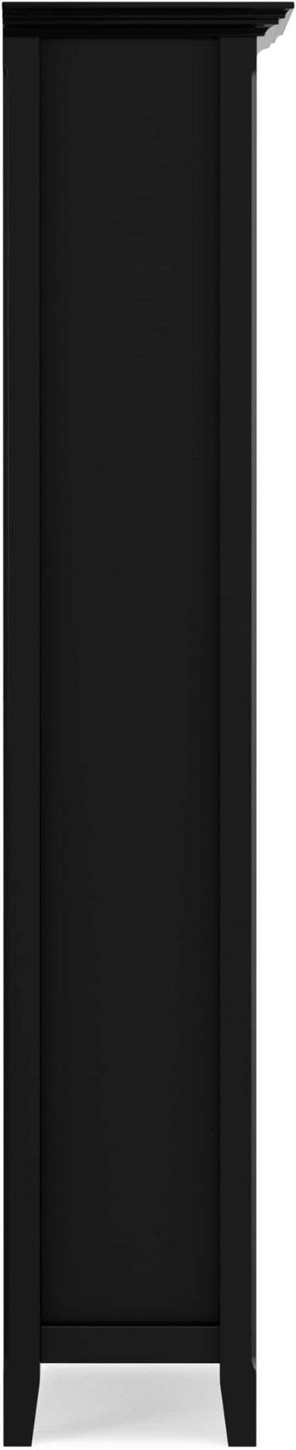 SIMPLIHOME Amherst Bookcase - 70 inch Tall 5-Shelf Solid Wood Bookshelf in Black, Transitional Storage for Living Room, Study Room or Office with Adjustable Shelves and Tapered Legs