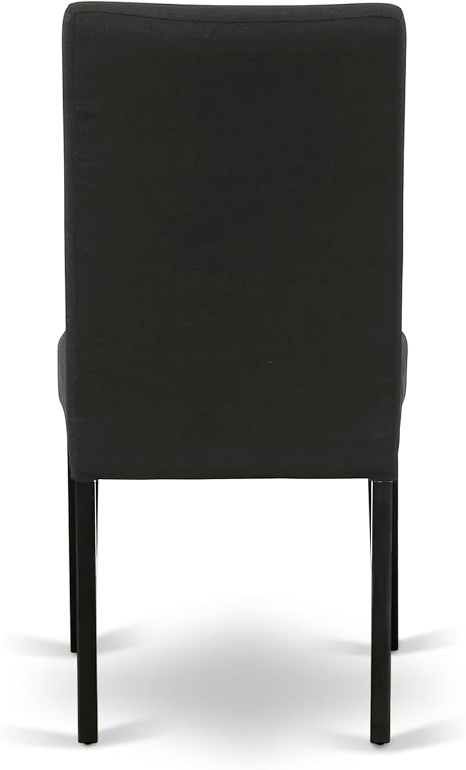 East West Furniture V697DR124-7 7 Piece Modern Dining Table Set Consist of a Rectangle Wooden Table with V-Legs and 6 Black Color Linen Fabric Parsons Dining Chairs, 40x72 Inch, Multi-Color